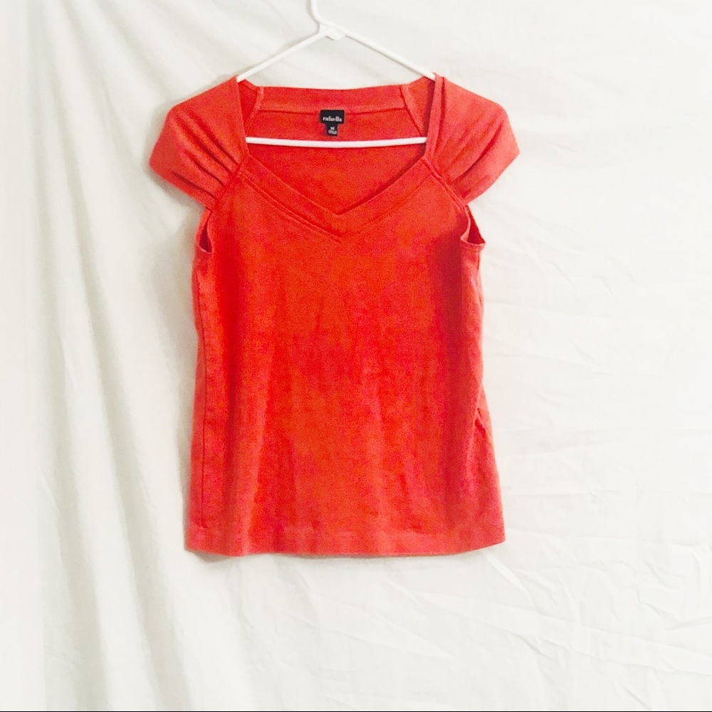 Rafaella Orange Off the Shoulder Shirt Medium